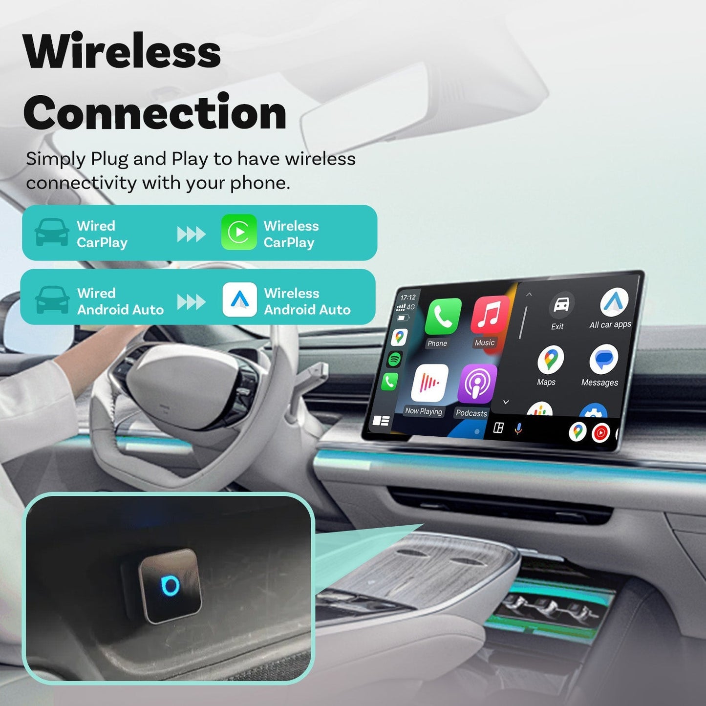 Mini Ultra Cube wireless CarPlay Android Auto Adapter
